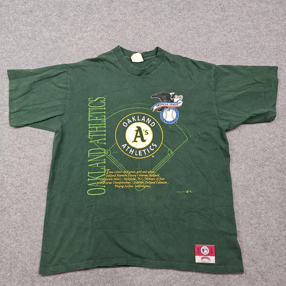 Vintage Oakland Athletics Shirt Mens Large Green MLB Baseball Nutmeg Mills USA